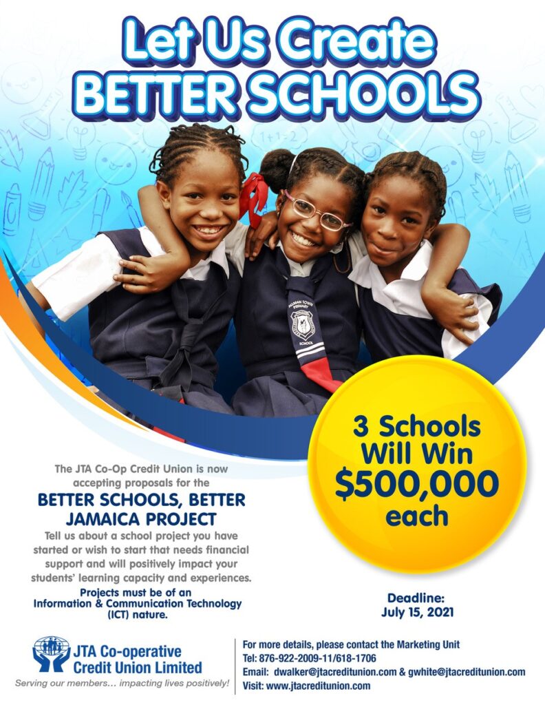 Three Schools awarded in the JTA Credit Union’s 2021 Better Schools...Better Jamaica Project